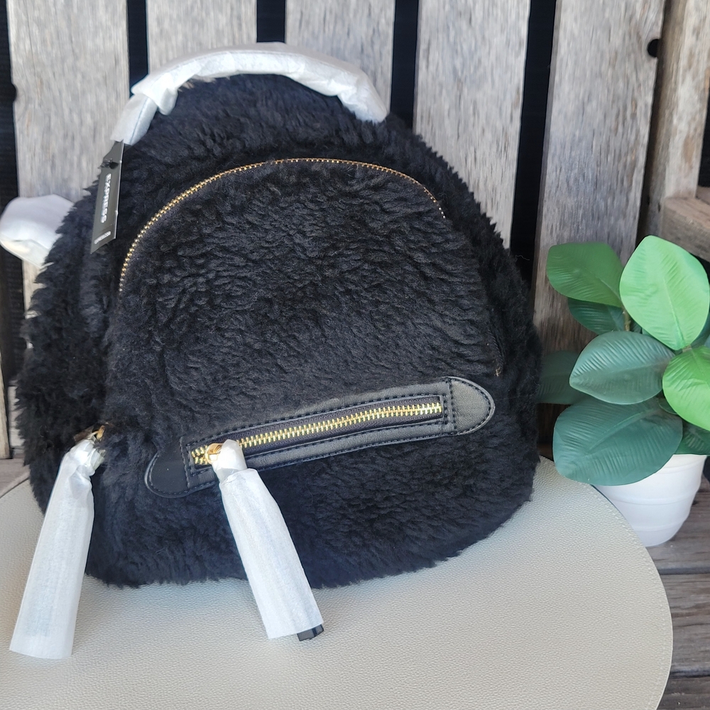 Shearling Black Mini Backpack - Express